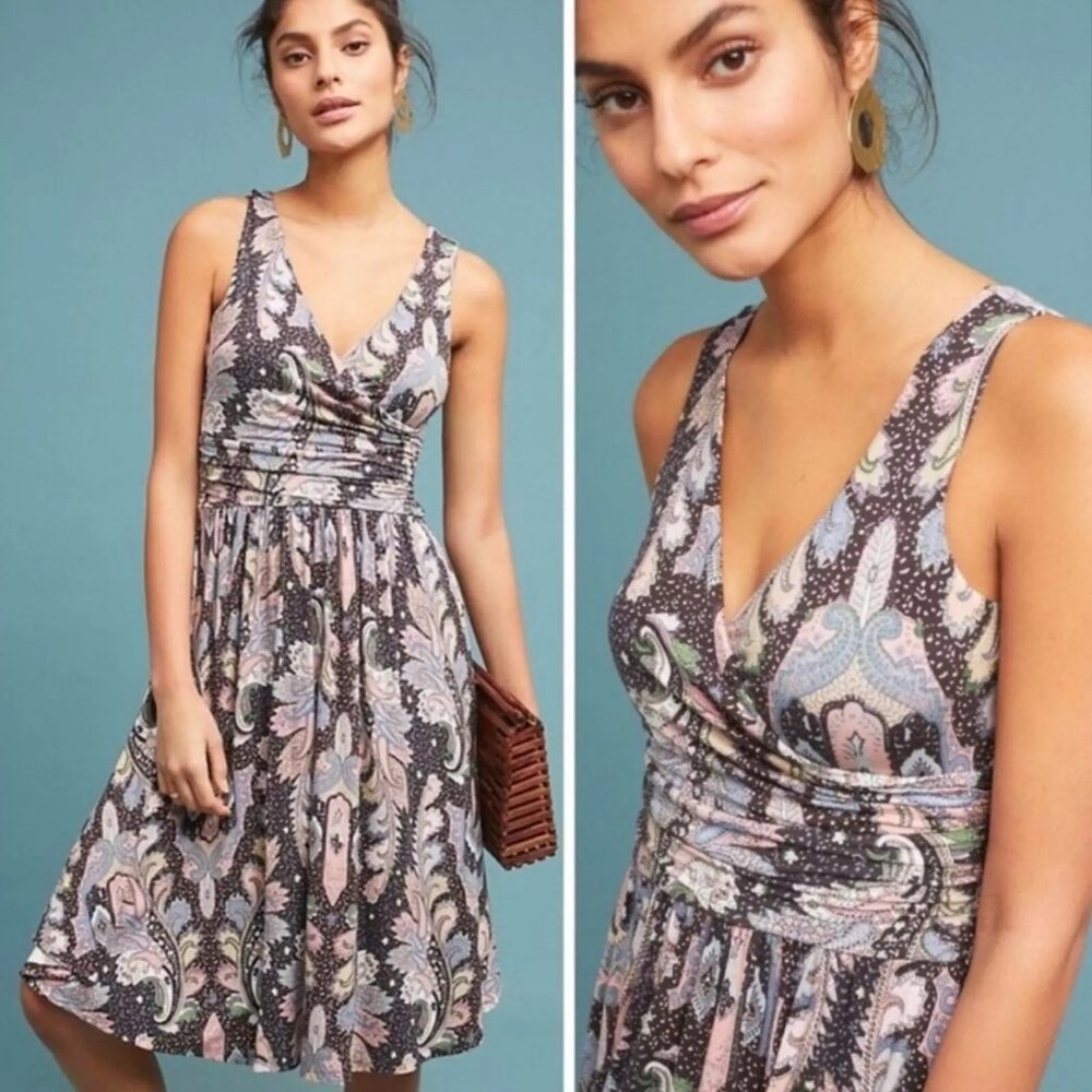 NWT Maeve by Anthropologie Faux Wrap Paisley Dress m